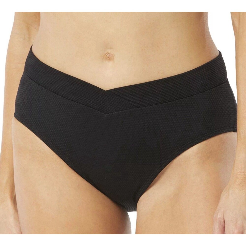 Beach House Letty Crossover Textured Bikini Bottoms In Black Sz 16 New